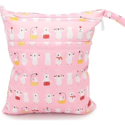 Tsoocosy Double Zippers Washable Cloth Diaper Nappies Bags Printed Waterproof Wet Bag Diaper Bags