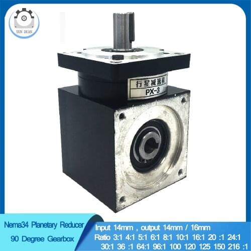 NEMA34 86MM 4 :1 Ratio Right Angled Planetary Speed Reducer Gearbox 90 Degree Angle Reversing Corner for 86 Stepper Motor