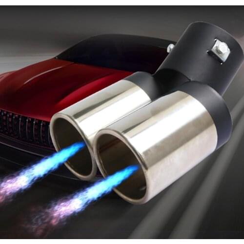 Universal Car Exhaust Muffler Tip Round Stainless Steel Car Tail Rear Chrome Round Exhaust Pipe Tail Muffler Tip Pipe Silver