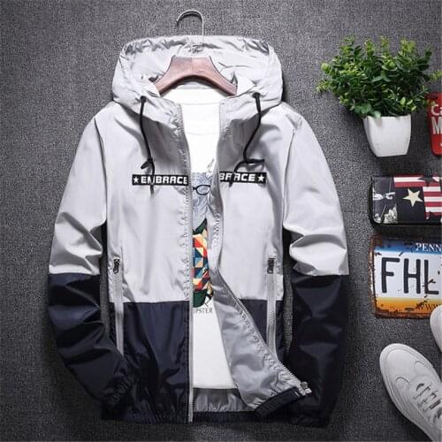 Hip Hop Patchwork Jackets Men Streetwear Autumn Spring Jacket Coat Thin Fashion Windbreaker Hoody Slim Fit Male HH152