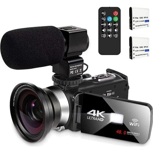 Video Camera With Microphone 4K Camcorder Digital Video Recorder Youtube Vlogging Wifi Camera 48.0MP Webcam For Live