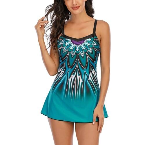 Women Print Tankini Plus Size Swimwear Brazilian Swimwear Tank Top Swimsuit With Short Two Piece Bathing Suit Traje De Baño #T1G