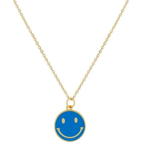 New Fashion Colorful Healing Smile Pendant Necklaces Simple Cute Real Gold Plated Drop Oil Smile Necklace For Women Girls Gift