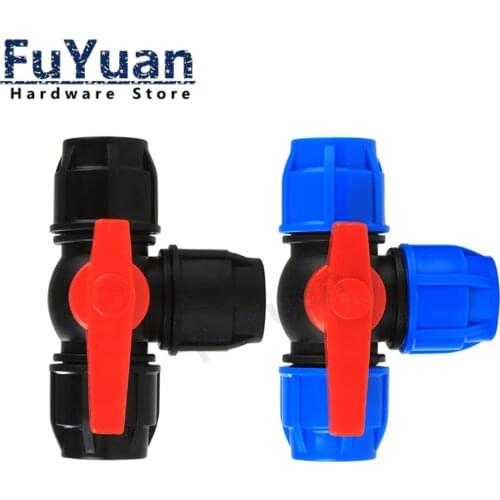 1PCS Plastic Tee Water Pipe Quick Valve Connector 20/25/32/40/50/63mm PP Tube Ball Valves Accessories Fittings wrench
