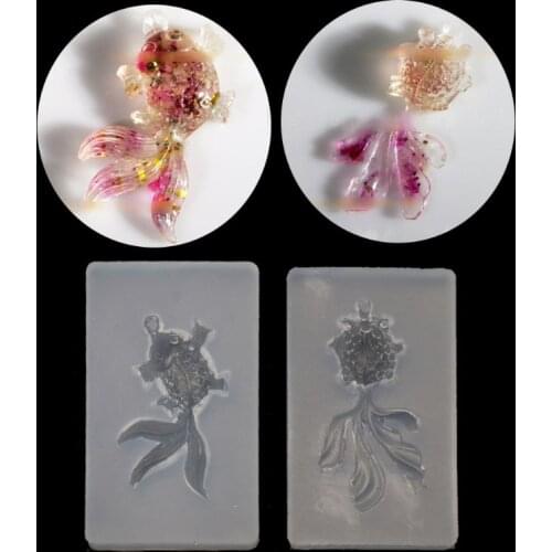 2Pcs Lucky Goldfish Pendant Necklace Resin Mold Epoxy Resin Jewelry Making Tools