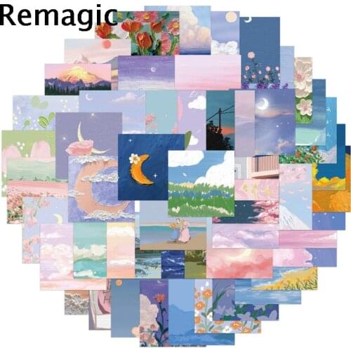 56pcs Landscape Painting Graffiti Cartoon scrapbooking Stickers Waterproof Skateboard Suitcase Guitar Graffiti decals Kid Toy