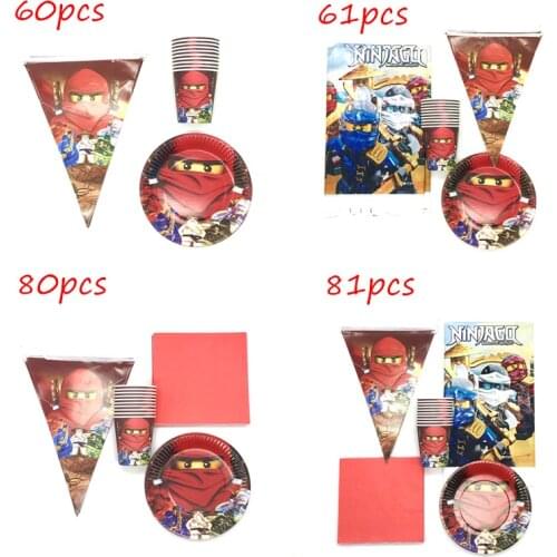 Legao Ninjagoing 81pcs Kids Birthday Party Decorations Cups Plates Napkins Festival Party Supplies Banners Disposable Tablecloth