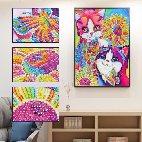 5D DIY Special Shaped Diamond Paint Flower Cat Cross Stitch Embroidery Kit Home Decoration Christmas Gift Living Room Decoration