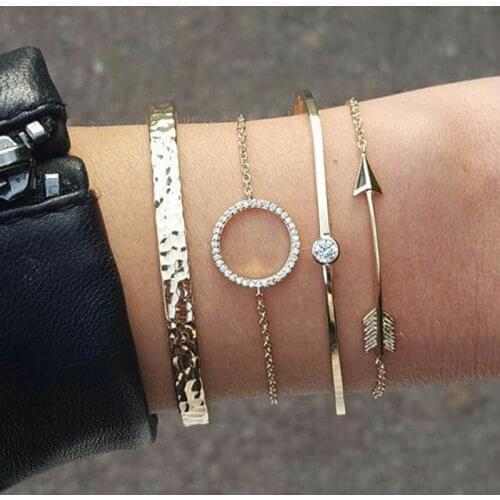 Aprilwell 4 Pcs Goth Bracelets Set For Women Armband 2021 Gold Link Chain Aesthetic Jewelry Wrist Cuff Chain Schmuck Gift Egirl