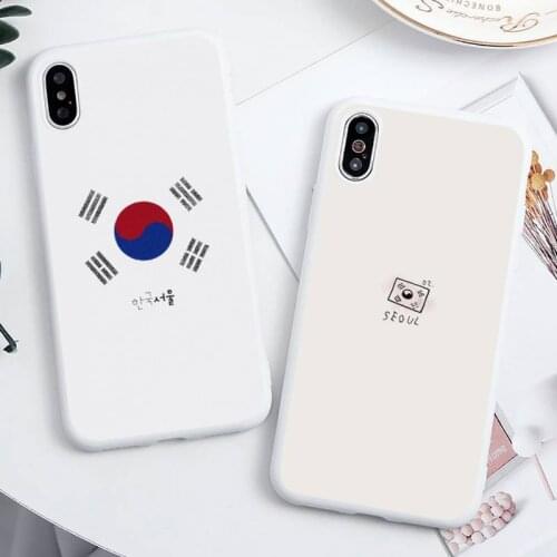 South Korea Flag Phone Case Candy Color White for iPhone 11 pro XS MAX 8 7 6 6S Plus X 5S SE 2020 XR