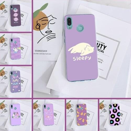 Phone Case For Huawei Nova Smart Lite 2017 Soft Silicone Purple Cat Back Cover For Huawei Nova 5 4 4E 3 3I 3E 2i 2 Lite Plus
