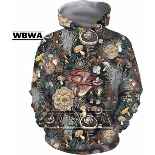 Edible Mushrooms Black 3D printed Hoodies sweatshirts Men Women Fashion Hooded Long Sleeve streetwear Funny Harajuku Pullover 00