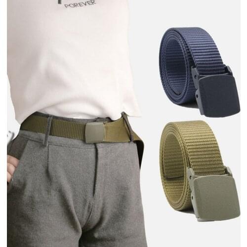 Men Womens Business Nylon Webbing Belt Slide Buckle Adjustable Web Belt
