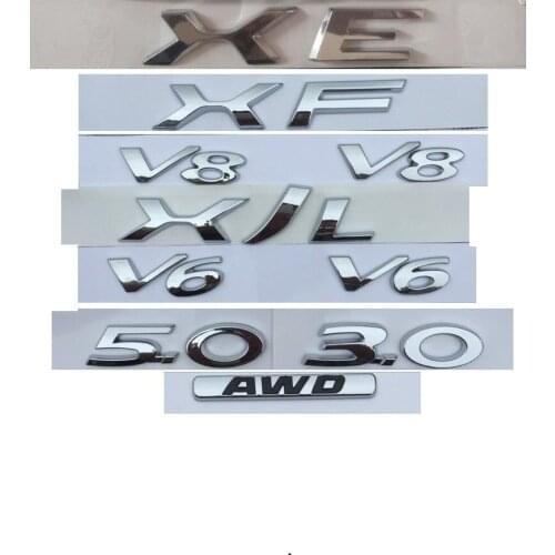 Chrome Letters XE XJ XJL XF V8 V6 3.0 5.0 AWD Boot Trunk Rear Badge Emblem Emblems Badges for XE XF XJ XJL XFL FP FT