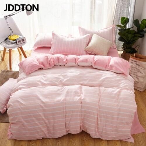 JDDTON New Simple and Clean Style Bed Sheet Set Double sided 6 Color Bedding Set Quilt Cover Pillowcase Duvet Cover Set BE048