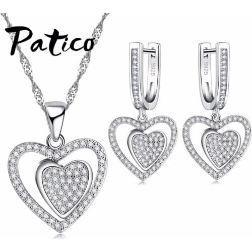 Elegant Wedding Jewelry Sets For Brides Silver Color Drop Crystal Earrings Necklace Wedding Jewelry S925 Sterling Silver