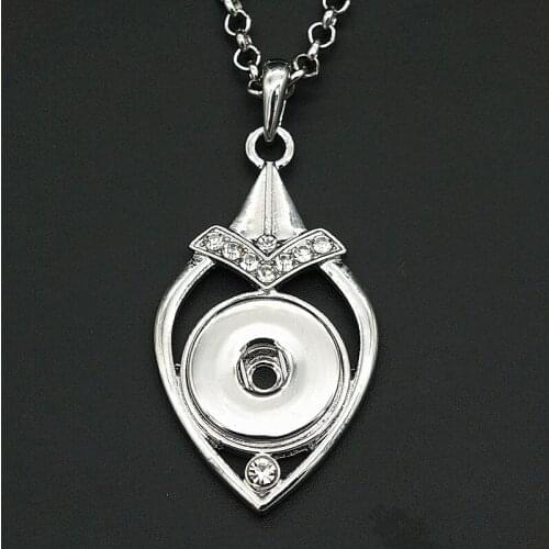 Hot sale XL0124 Silver crystal color Vintage elegant snap pendant necklace 65cm fit 18mm snap buttons Wholesale 57*86mm