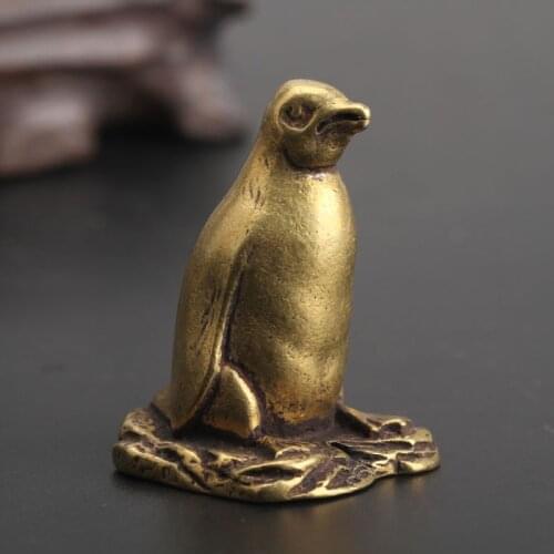 Solid Copper Penguin Ornament Brass Antarctic Penguin Desktop Ornament Copper Tea Pet Animal Statue Copper Ware