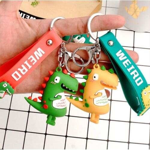 Lovely Small Dinosaur Keychain Colorful Soft Rubber PVC Keychains Gift For Women Key Chain Car Key Ring Bag Pendant Jewelry