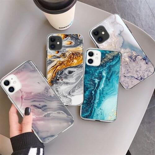 For iPhone 11 Pro Max 12 Mini 7 8 Plus XS Max X XR SE 2020 Fashion Art Marble Pattern Cartoon Graffiti Pattern Soft Phone Case