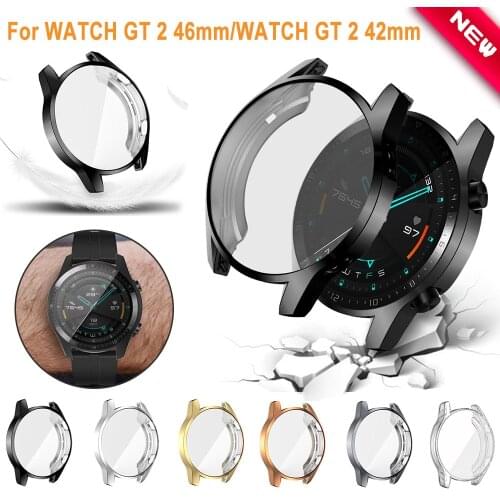 2PC Soft Ultra-Slim TPU Protection Silicone Full Case Cover For Huawei Watch GT 2 Replacement Case Strap Smart Watch Accessories