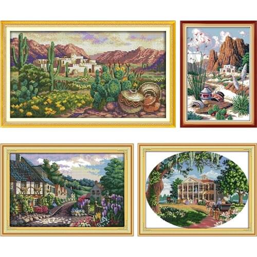 Joy Sunday Cross-Stitch Kit Embroidery Needlework Set The Silk Road Stamped Patterns 11CT 14CT Print Counted Crafts Thread Decor