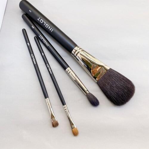 ING Makeup Brushes Set 4-Pcs (1SS-POWDER 6SS/11S/13P Eye Shadow Blending Brush) - Natural Bristles Cosmetics Beauty Tools