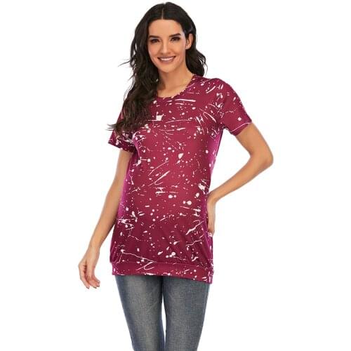 New European and American style womens tie-dye short-sleeved T-shirt for pregnant women plus size maternity wear
