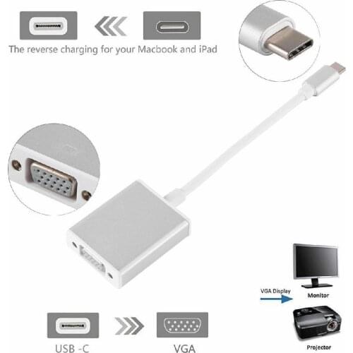 USB 3.1 Type C To VGA Adapter USB-C Male To VGA 1080p Female Converter for Monitor TV Desktop Laptop