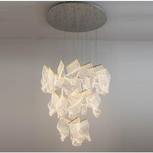 Postmodern Creative Chandelier LED Adjustable Hanging Lamp For Dining Living Room Duplex Rotating Staircase Guide Lighting