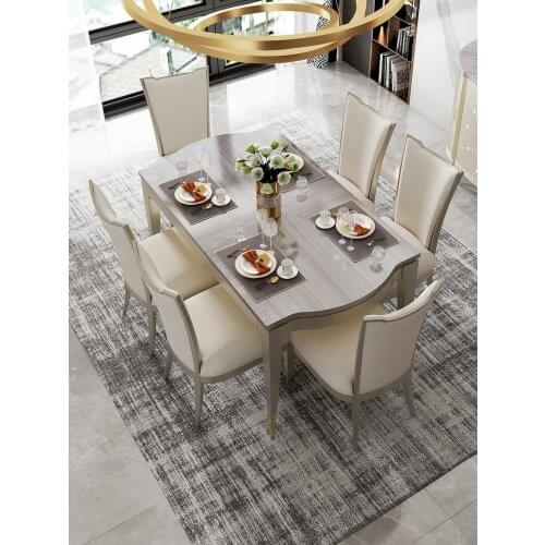 Simple modern rectangular solid wood dining table