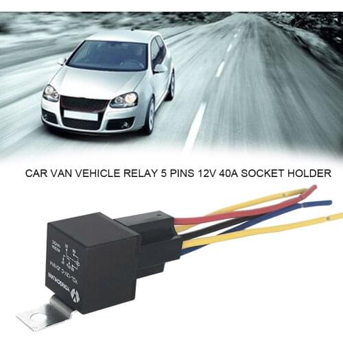 Five-legged Iron Back Waterproof One Relay Socket with Cable Length 14CM Car Van Vehicle Relay 5 Pins 12V 40A Socket Holder