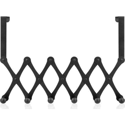 Expandable over the Door Hook Hanger, over the Door Towel Rack with 6 Hooks for Hanging Coats/Robes/Hats/Clothes/Towels