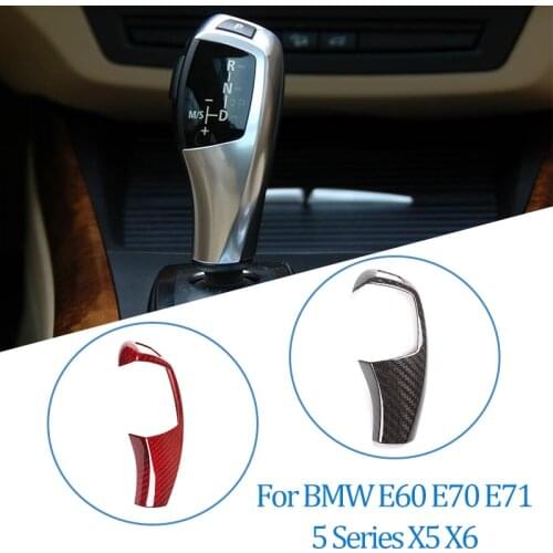 Real Carbon Fiber Gear Shift Knob Cover Trim Car Styling For BMW E60 E70 E71 5 Series X5 X6 LHD Gear Shift Knob Cover