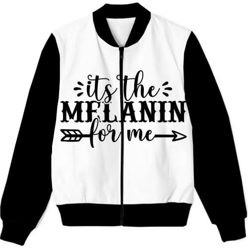 REAL American SIZE Its the Melanin for Me Sublimation Print Zipper Up Jacket Plus SIze 4XL 5XL 6XL