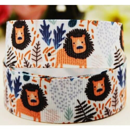 22mm 25mm 38mm 75mm Lion Cartoon pattern printed Grosgrain Ribbon party decoration 10 Yards X-04082