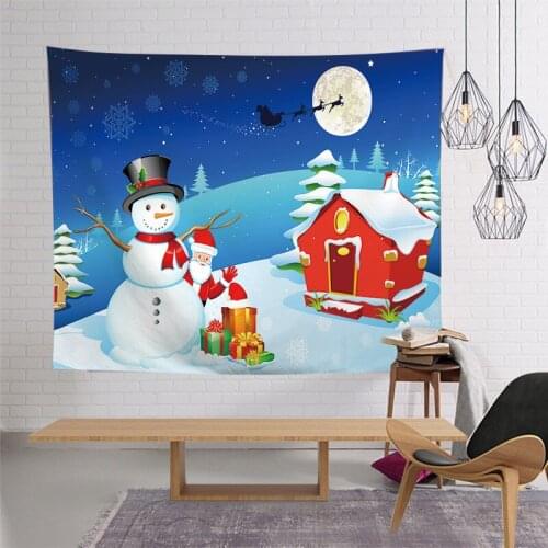 Christmas Tapestry Tree Wall Hanging Blue Sky And Snow Scene Christmas For Home Deco Tapestries Christmaslarge Beach Towel