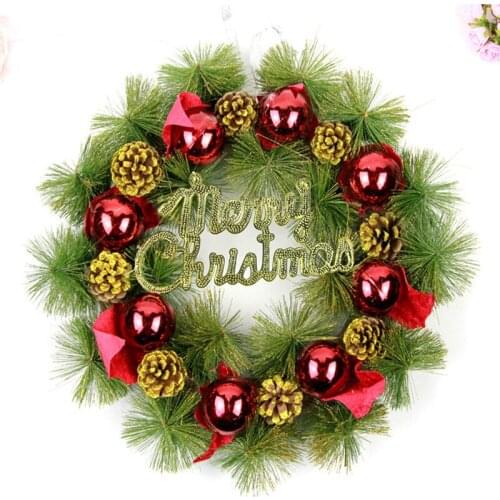 40cm Christmas Wreath Pine Needles Artificial Flowers Christmas Decoration Christmas Wreath Door Wreath Pine Nuts and Balls