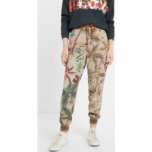 Spaniard pad printed corset tapered high waist casual pants