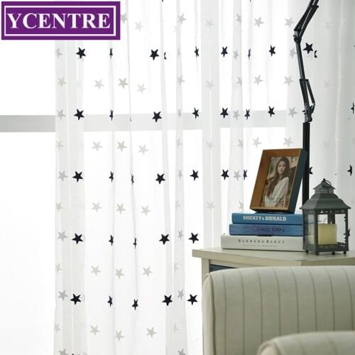 YCENTRE Two KInds Stars Embroidered Voile Curtain for Kitchen Living Room Bedroom Tulle Drapes for Windows Treatment