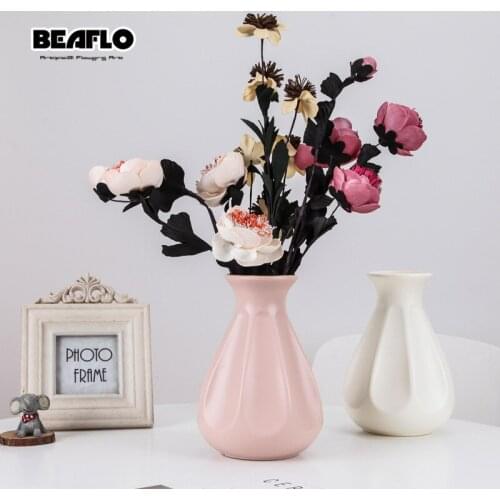 Modern Flower Vase Decoration Home Plastic Vase Table Arrangement Imitation Glaze Vases For Flowers Office Living Room Decor
