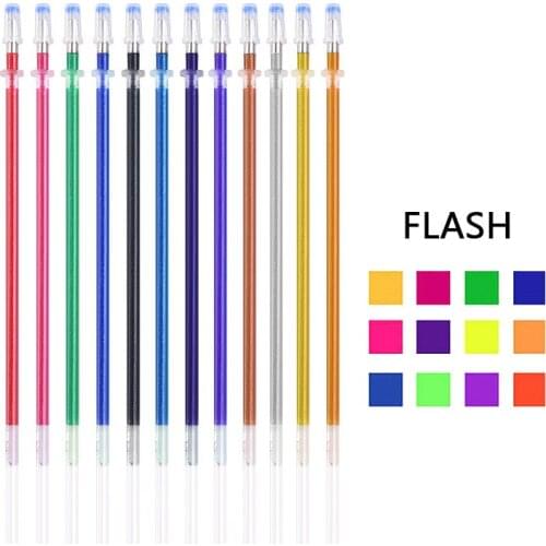 24 Color Gel Pen Refills Set Glitter Multi Colored Painting Writing Pen Refill Rod for handle School Stationery Tool