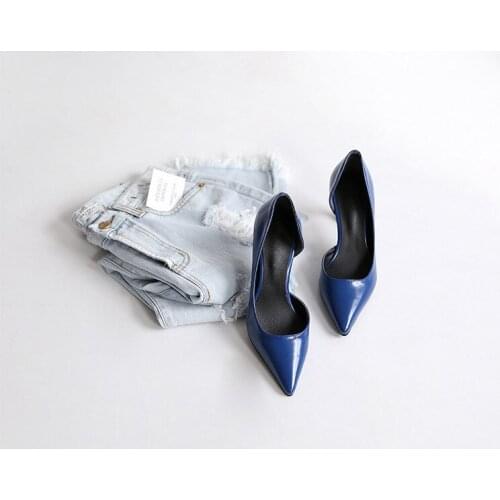 Womens shoes summer spring pointy toe high-heeled shoes thin heel side patent leather shallow mouth fashionable and sexy shoejz