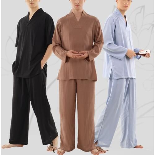 Unisex Summer&Spring high quality cotton&linen yoga meditation suits lay zen clothing hanfu shaolin monk kung fu unifroms