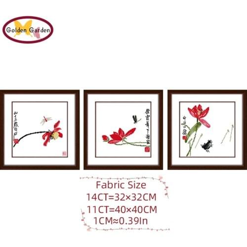 GG The Lotus Cross Stitch Joy Sunday Handmade Craft Needlework Embroidery Kit Printed Design Chinese Cross Stitch for Home Decor