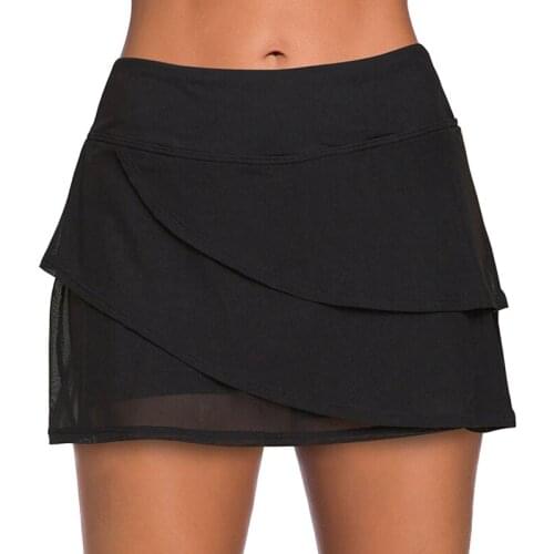 Women Sexy Swimwear Beach Shorts Conservative Half Skirt Swimsuit Beachwear High Waist Leggings Black