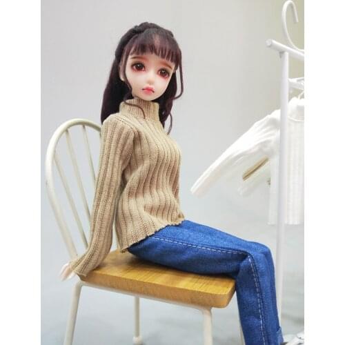 1/6 Blyth Doll Clothes accessories White Brown Long Sleeve Turtleneck Sweater For 30cm Barbies Azone, OB24 Blyth Doll Clothing