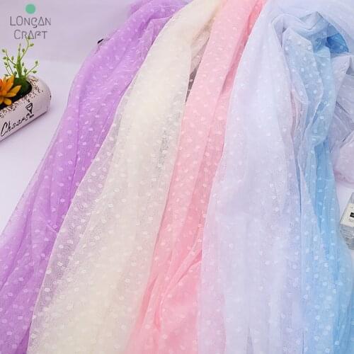 1 Meter Black White Flocked Polka Dot Mesh Tulle Fabric High Quality Bridal Dress Wedding Decoration Girls' Skirt Net Fabric