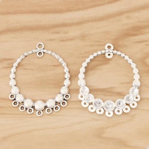 10 Pieces Tibetan Silver Multiple Beads Open Round Multi Strand Connectors Charms Pendants for Earring Jewellery Making 48x39mm