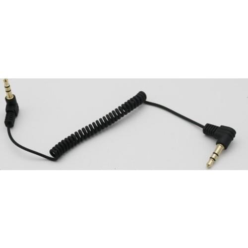 10pcs Aux Cable 3.5mm Male 3 Pole Right Angled To 3.5mm Male Angle Extension Audio Coiled Spiral For iPod mp3 Car 60cm